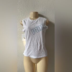 PUMA Women's White Muscle Tee top sports casual